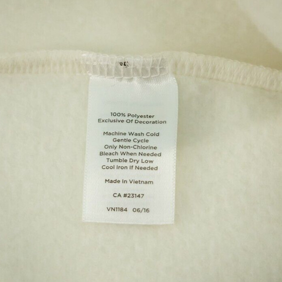 Talbots Size X 0X XL Ivory White Polar Fleece Quilted Elbow Patches Zip Jacket - Picture 6 of 7